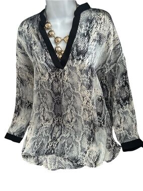 Zara Black & White Snakeskin V-Neck Tunic